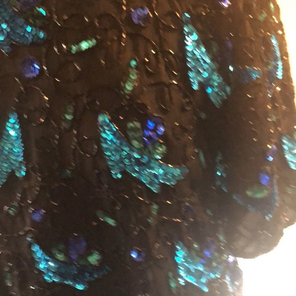 Laurence Kazar New York 100% silk beaded events blouse size large - Picture 3 of 16